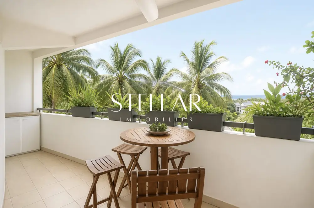 Terrasse avec vue mer et cocotiers, Appartement T3 vue mer, Boucan-Canot à Saint-Gilles, Boucan-Canot (97434), Stellar Immobilier